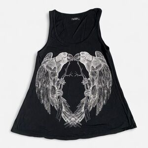 Black Graphic Parrot Sleeveless Top